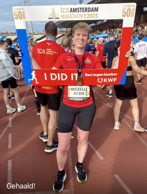Mickelle heeft nog niet zo veel hardloopervaring maar durfde wel al de uitdaging van een halve marathon aan
