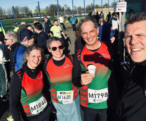 De  10km lopers Inge, Caat, Ard en Sietse