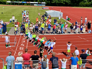 De start van een 400 meter serie